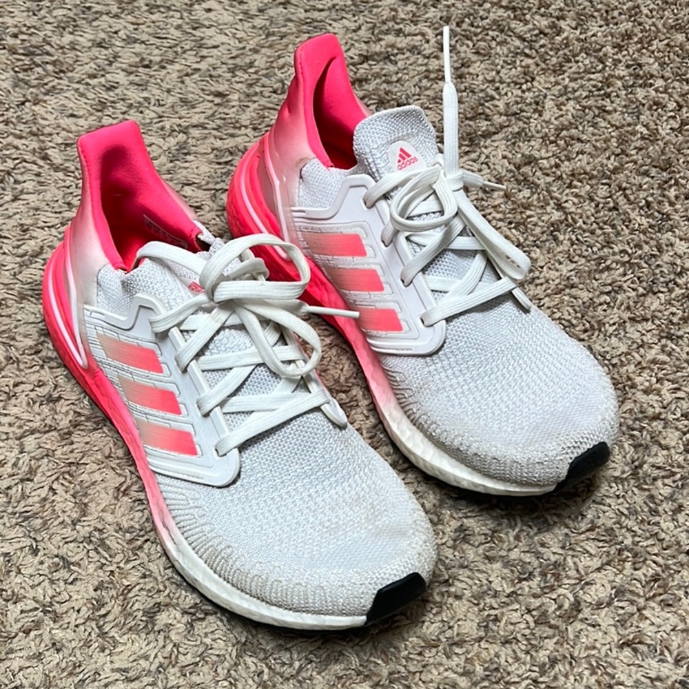 Adidas Women's Pink and White Running Shoes